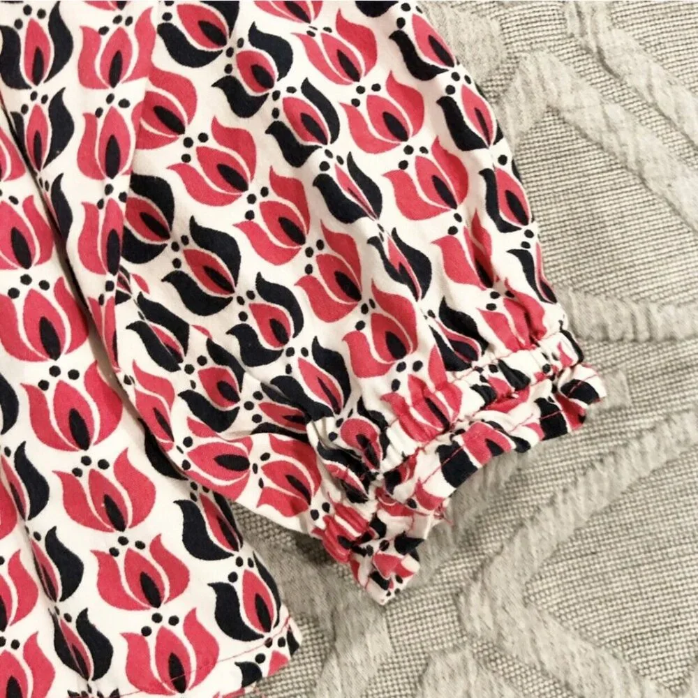 Old Navy 18-24m Pink & Black Floral Smocked Blouse Top